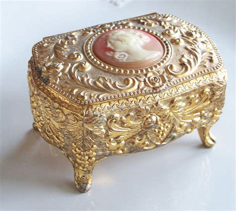 Vintage Trinket Jewelry Small Box Collectible Foreign Decorative 